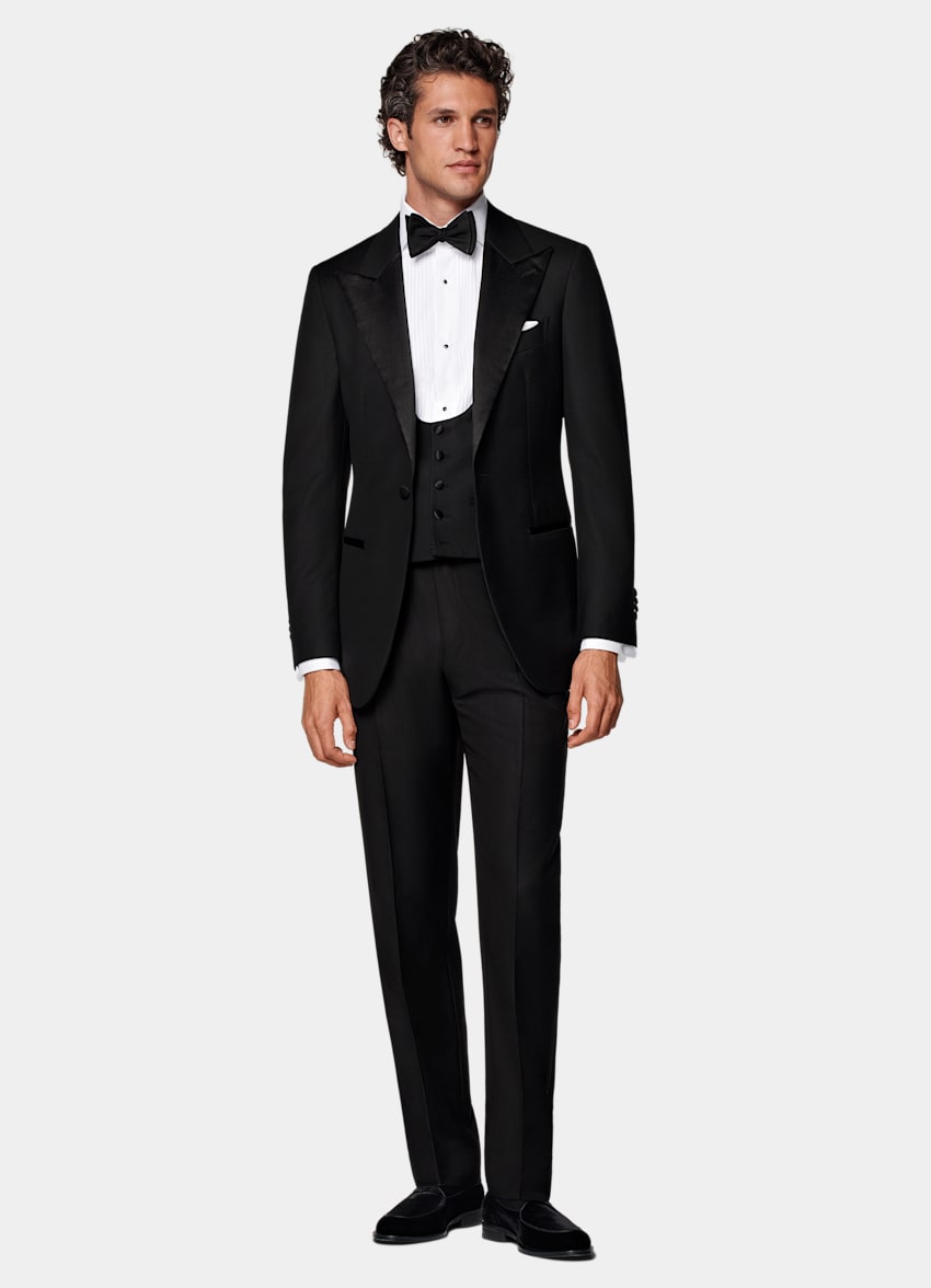 SUITSUPPLY Pure S110's Wool by Vitale Barberis Canonico, Italy Black Tuxedo Waistcoat