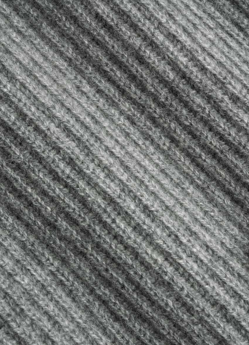 SUITSUPPLY Australian Wool & Mongolian Cashmere Grey Ribbed Turtleneck