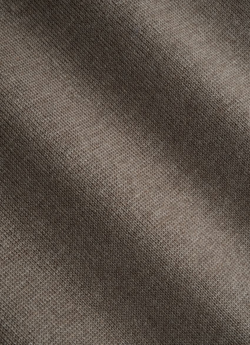 SUITSUPPLY Mulberry Silk, Australian Wool, Mongolian Cashmere Taupe Crewneck