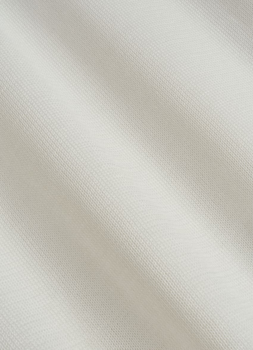 SUITSUPPLY Kalifornische Baumwolle und Maulbeerseide Rundhalspullover off-white Rippmuster