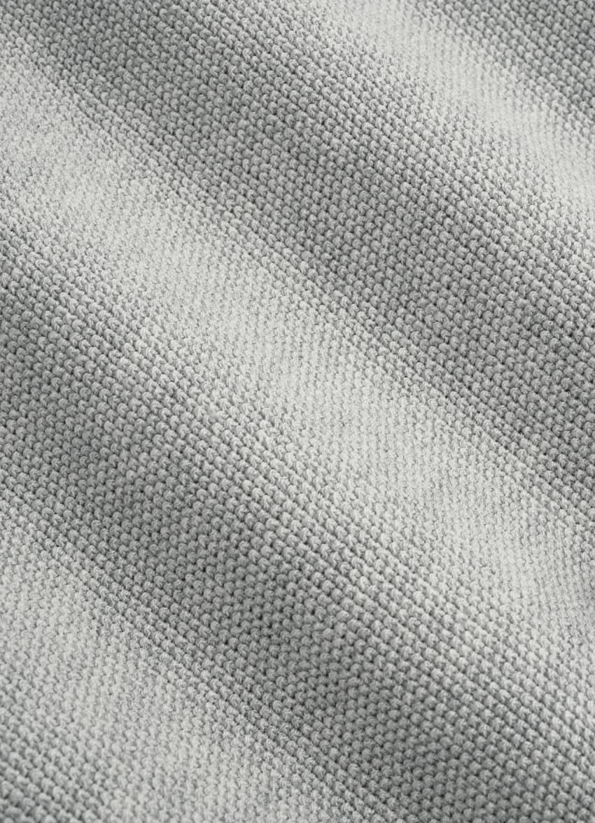 SUITSUPPLY Coton californien et soie de mûrier Pull col rond gris clair côtelé