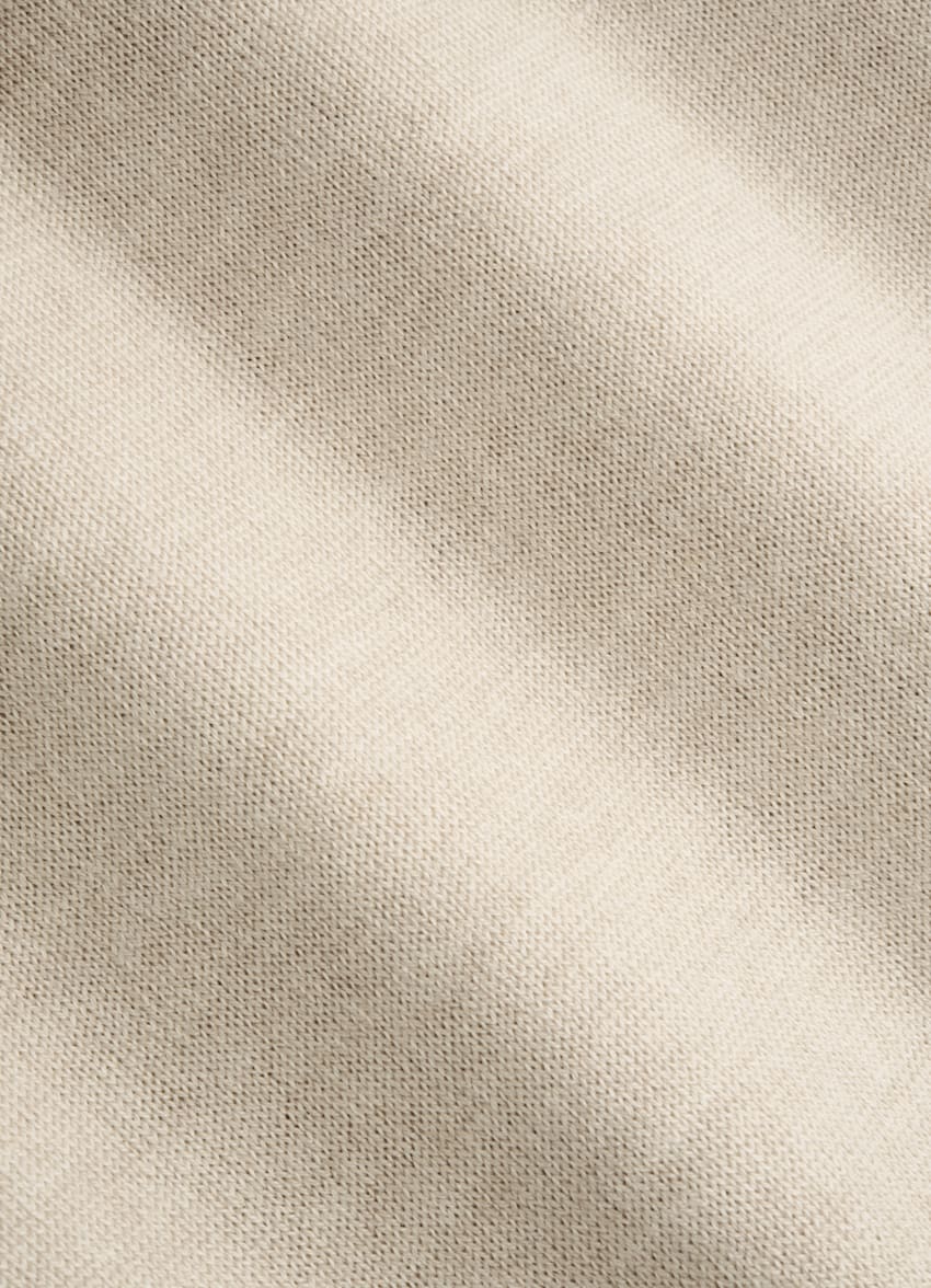 SUITSUPPLY Mulberry Silk, Australian Wool, Mongolian Cashmere Sand Short Sleeve Crewneck