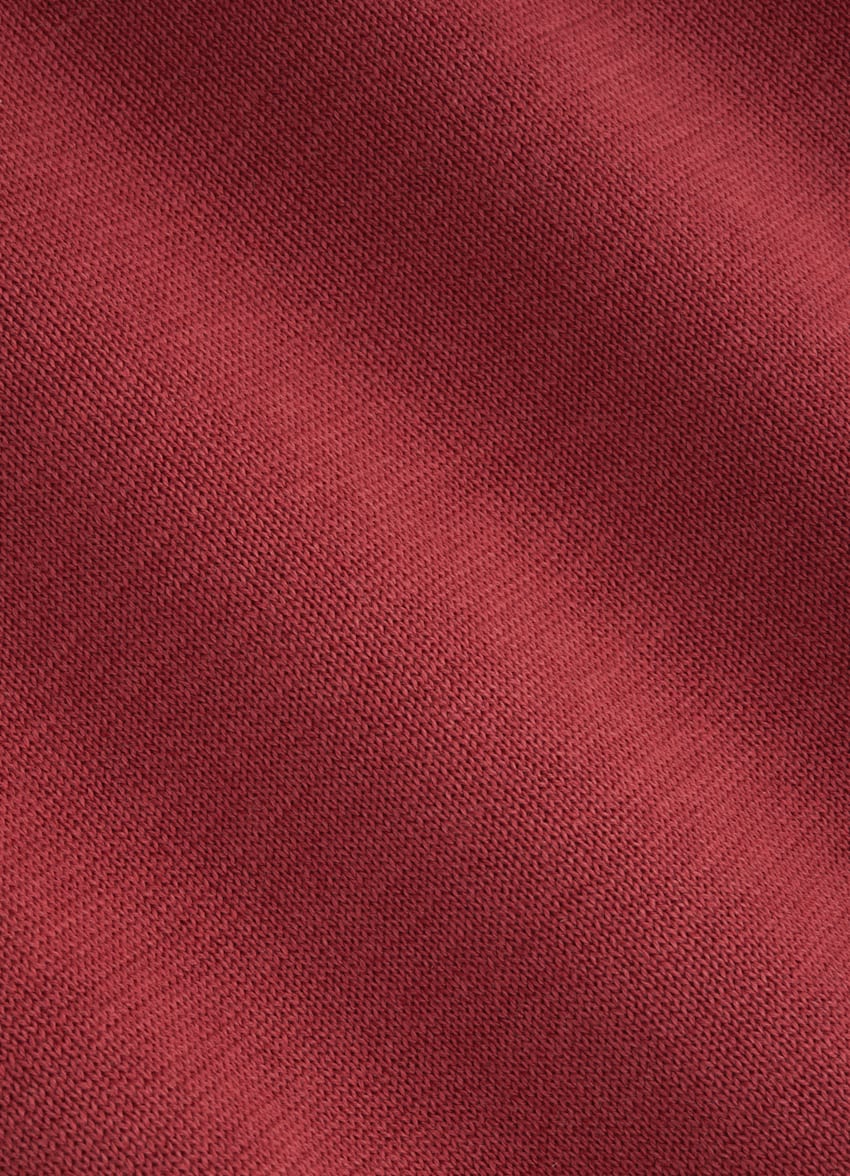 SUITSUPPLY Kalifornische Baumwolle und Maulbeerseide Poloshirt rot knopffrei