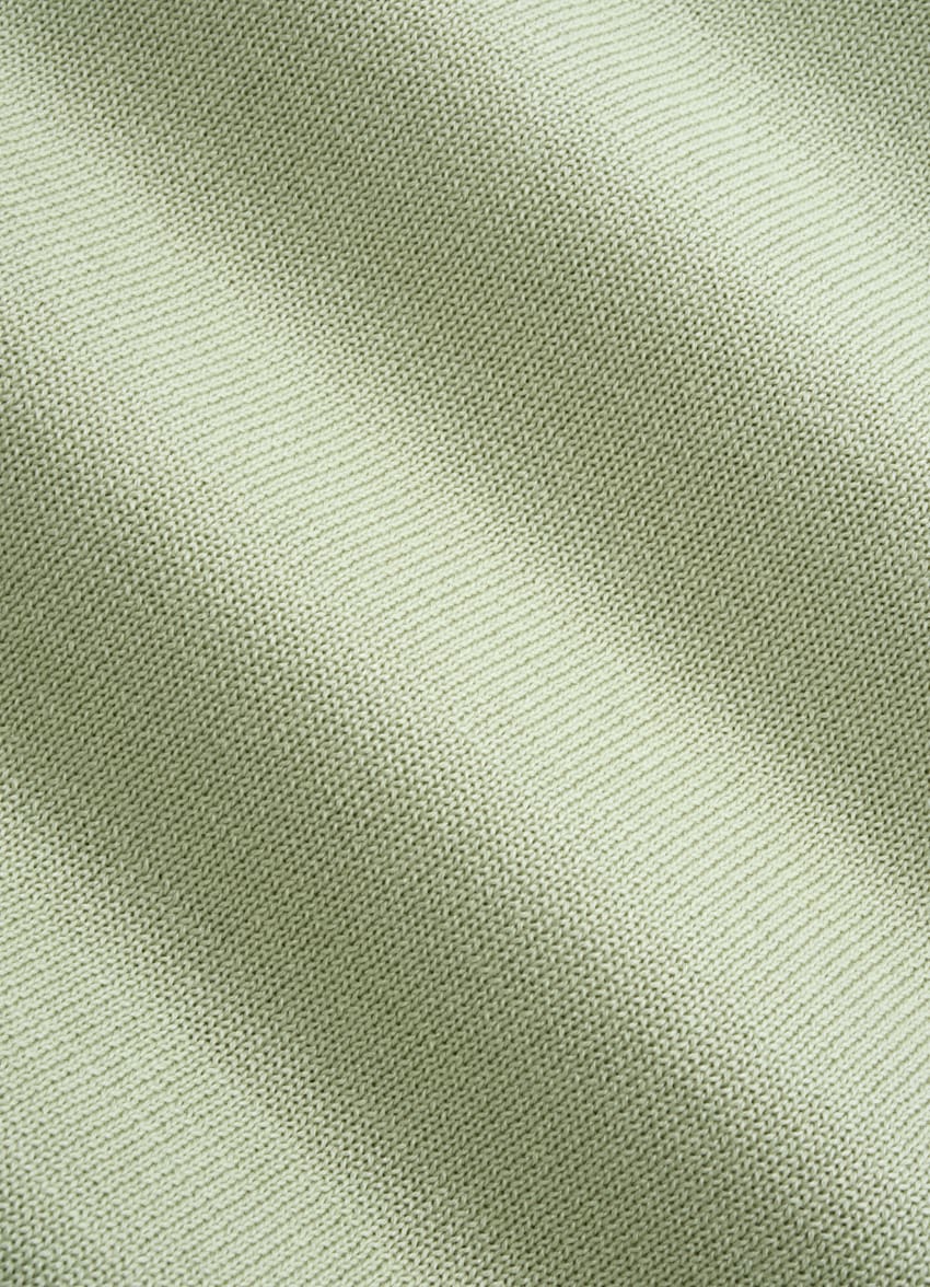 SUITSUPPLY Californian Cotton & Mulberry Silk Light Green Buttonless Polo Shirt 