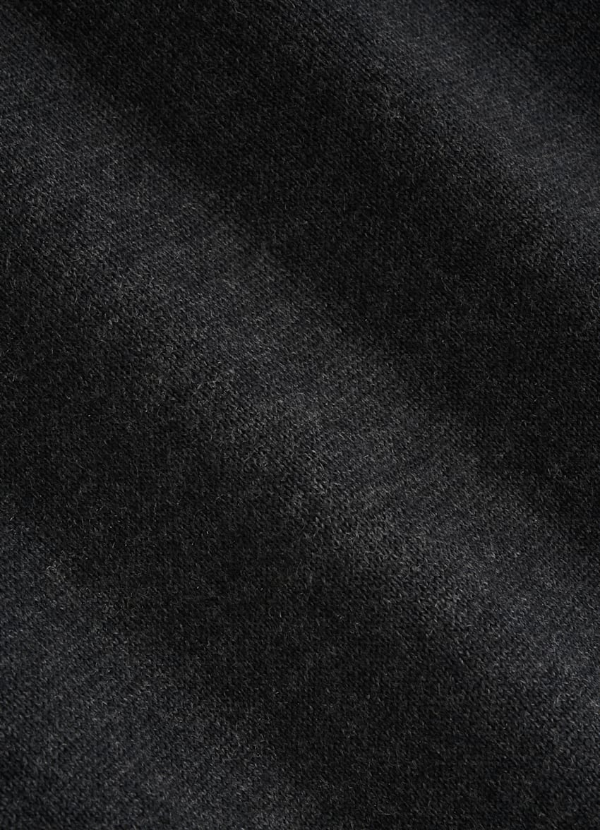SUITSUPPLY Silk, Wool, Cashmere Dark Grey Buttonless Polo Shirt 