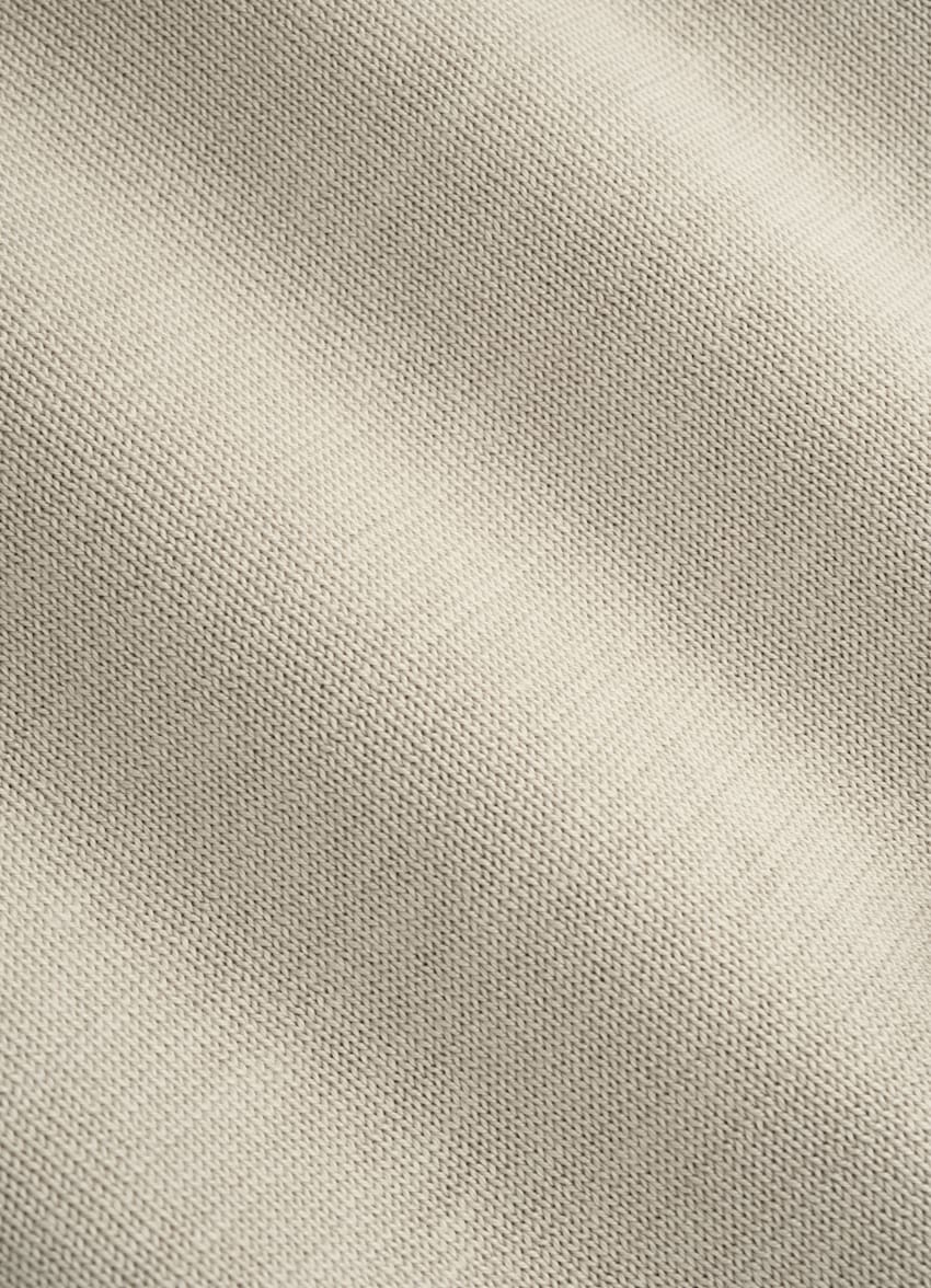 SUITSUPPLY Californian Cotton & Mulberry Silk Sand Buttonless Polo Shirt 