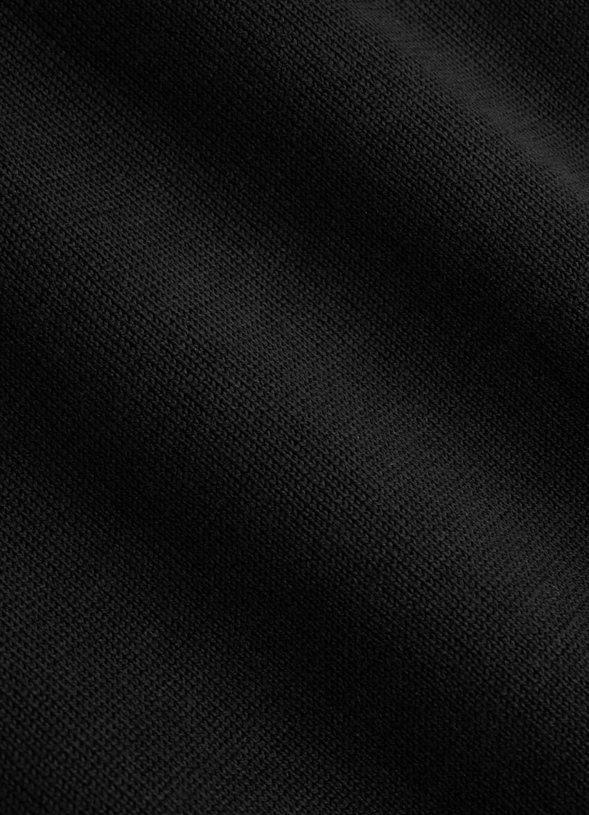 SUITSUPPLY Californian Cotton & Mulberry Silk Black Buttonless Polo Shirt 