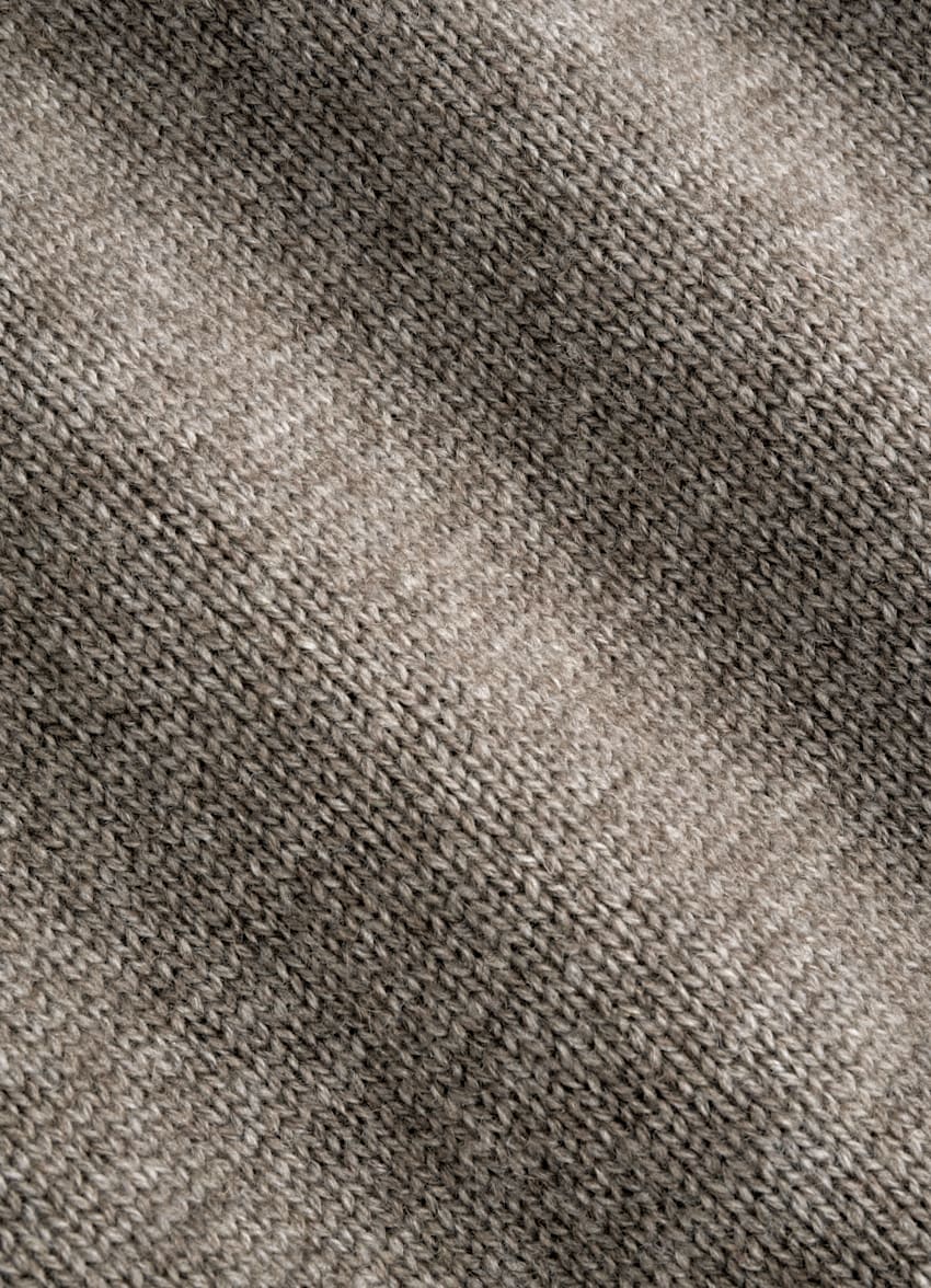 SUITSUPPLY Australian Wool & Mongolian Cashmere Taupe Ribbed Turtleneck