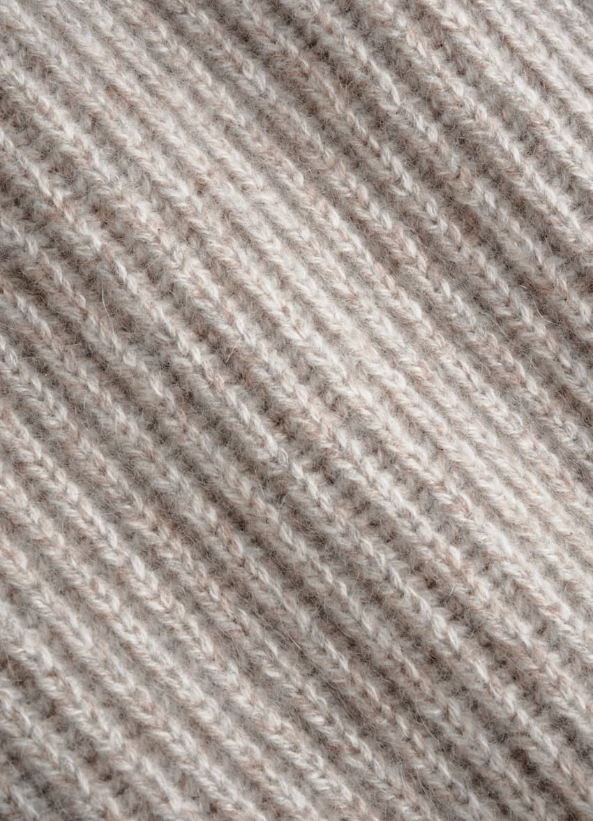 SUITSUPPLY Australian Wool & Mongolian Cashmere Sand Ribbed Turtleneck