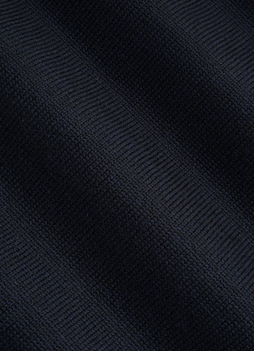 SUITSUPPLY Pure Australian Merino Wool Navy Long Sleeve Polo Cardigan