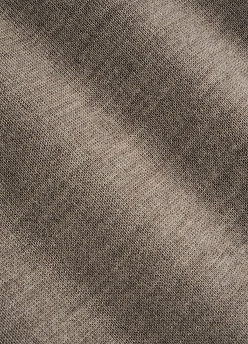 SUITSUPPLY Pure Australian Merino Wool Taupe Long Sleeve Polo Cardigan