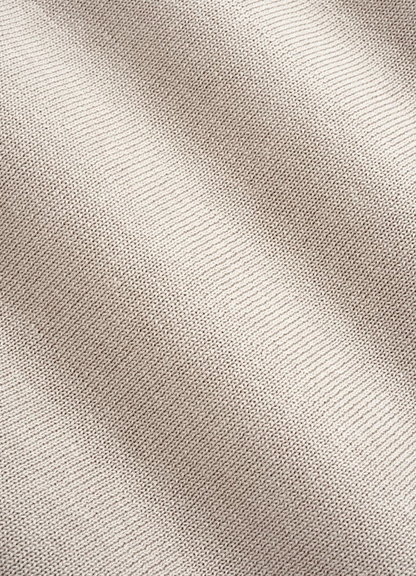 SUITSUPPLY Californian Cotton & Mulberry Silk Light Taupe Short Sleeve Crewneck
