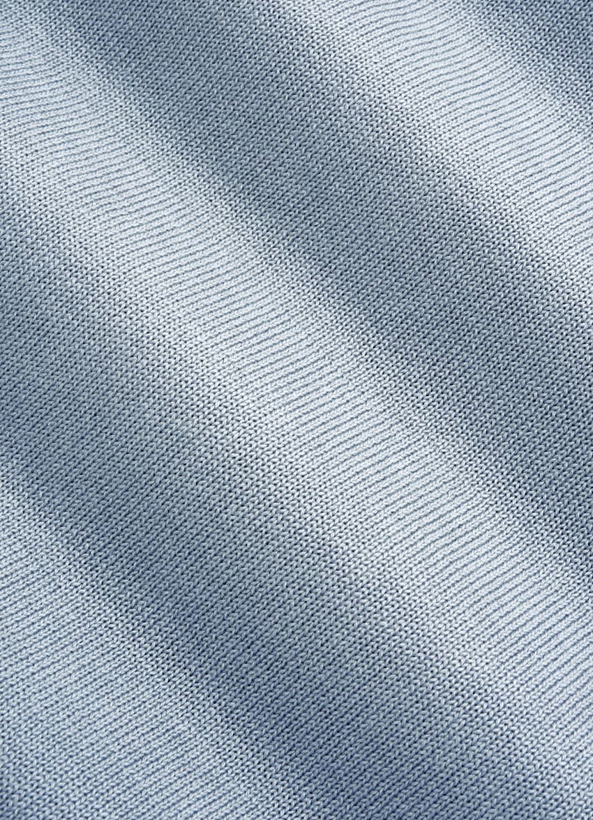 SUITSUPPLY Californian Cotton & Mulberry Silk Light Blue Buttonless Polo