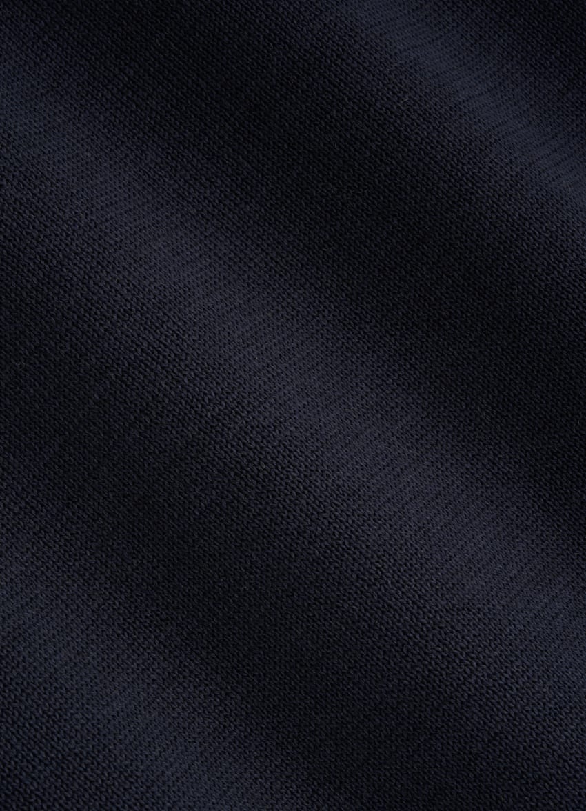 SUITSUPPLY Coton californien et soie de mûrier Cardigan type polo bleu marine