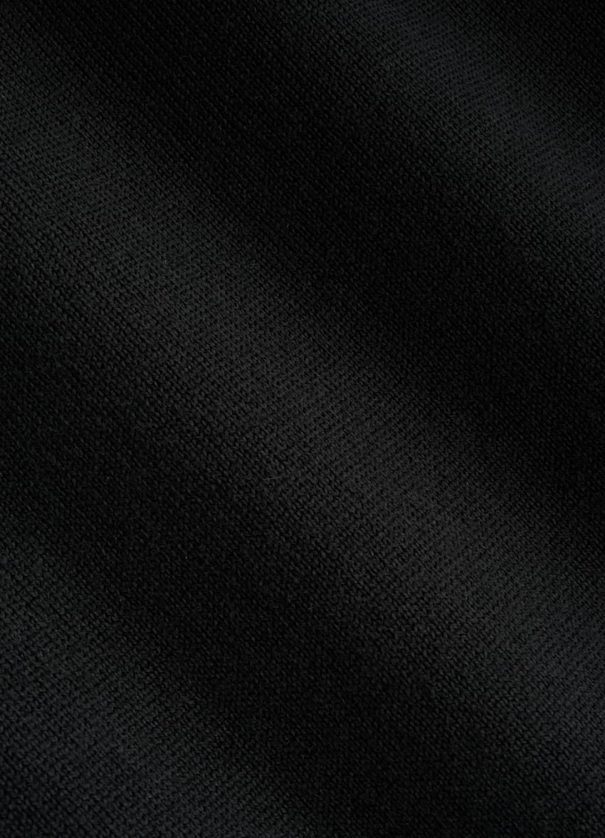 SUITSUPPLY Pure Wool Black Merino Long Sleeve Polo