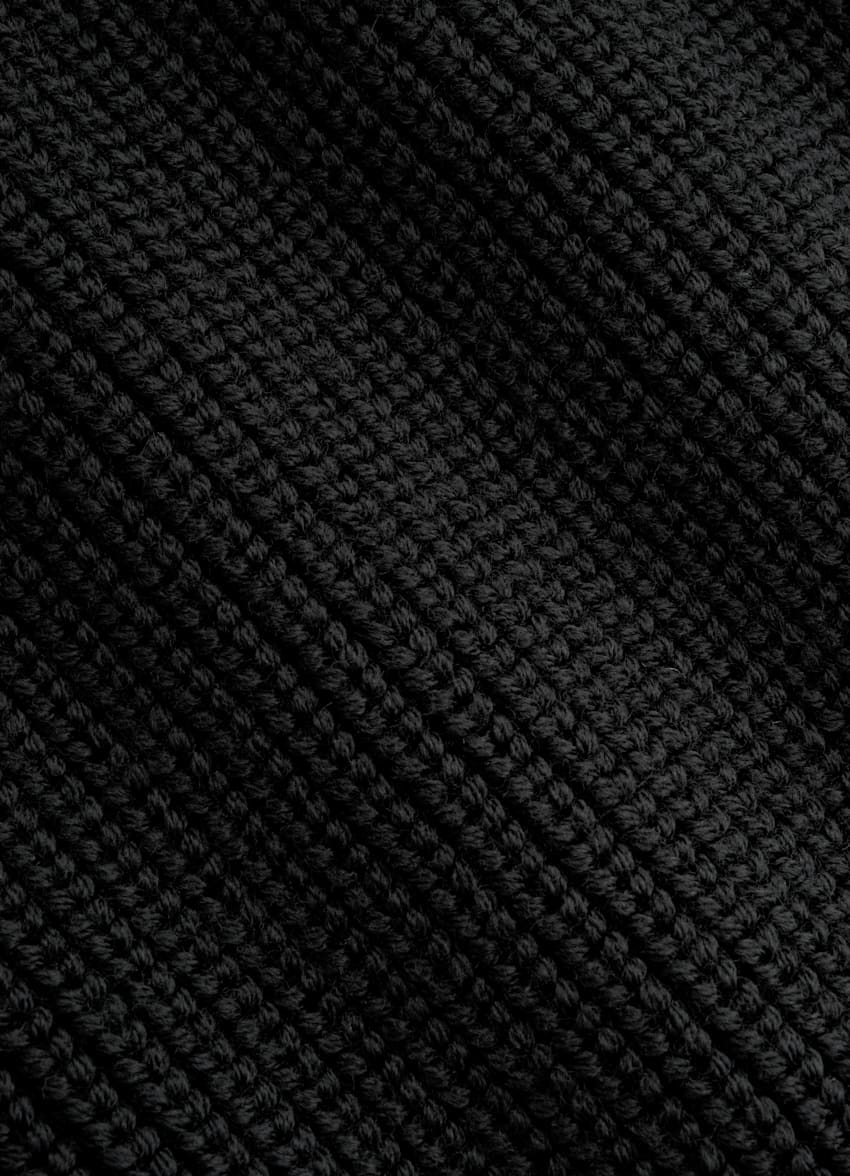 SUITSUPPLY Pure Wool Black Merino Ribbed Turtleneck