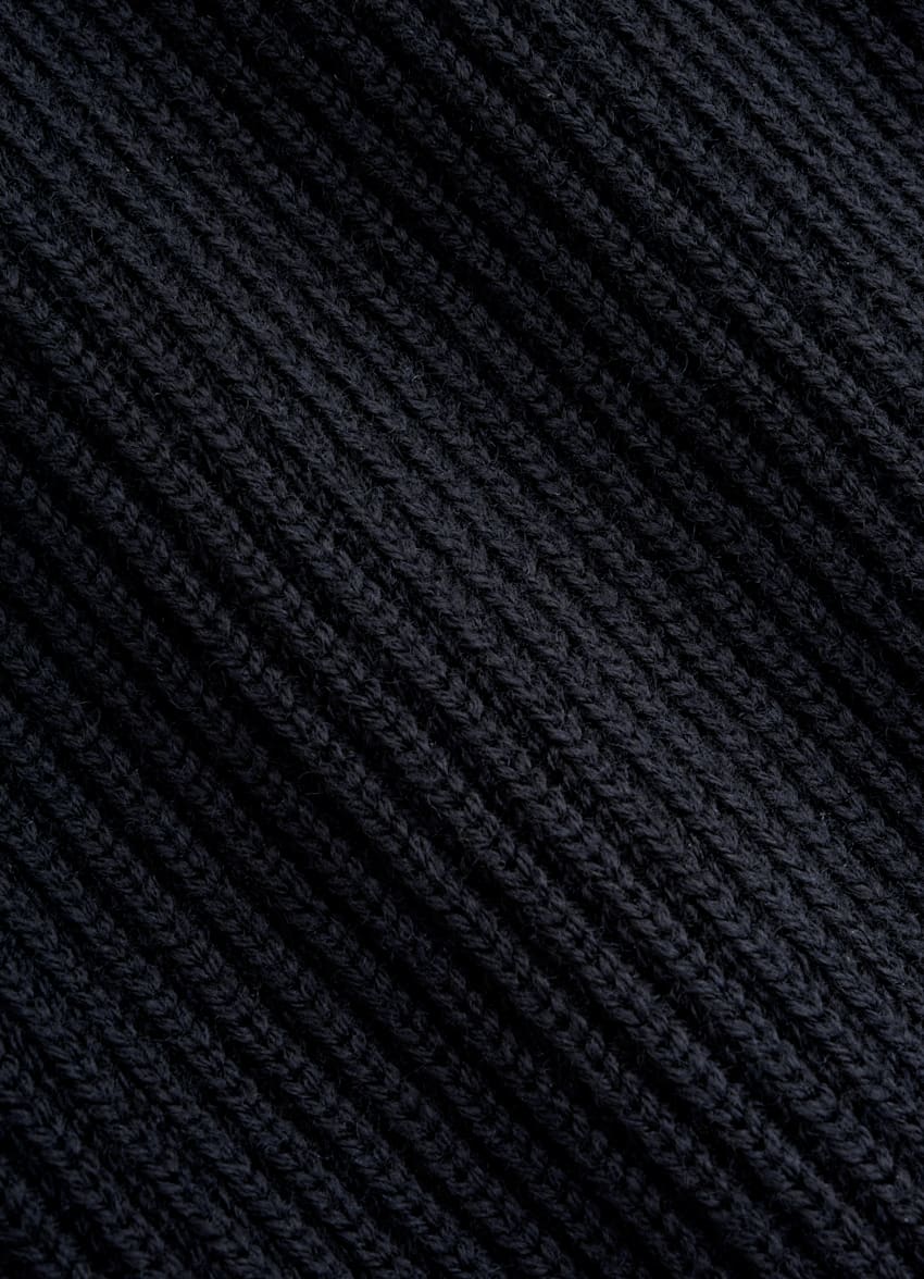 SUITSUPPLY Pure Wool Navy Merino Ribbed Turtleneck