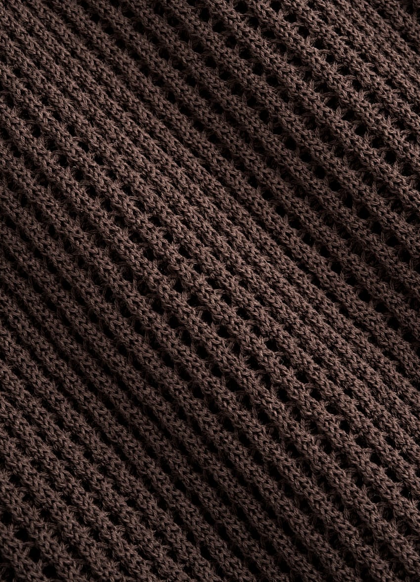 SUITSUPPLY Kalifornische Baumwolle und Maulbeerseide Poloshirt Crochet mittelbraun