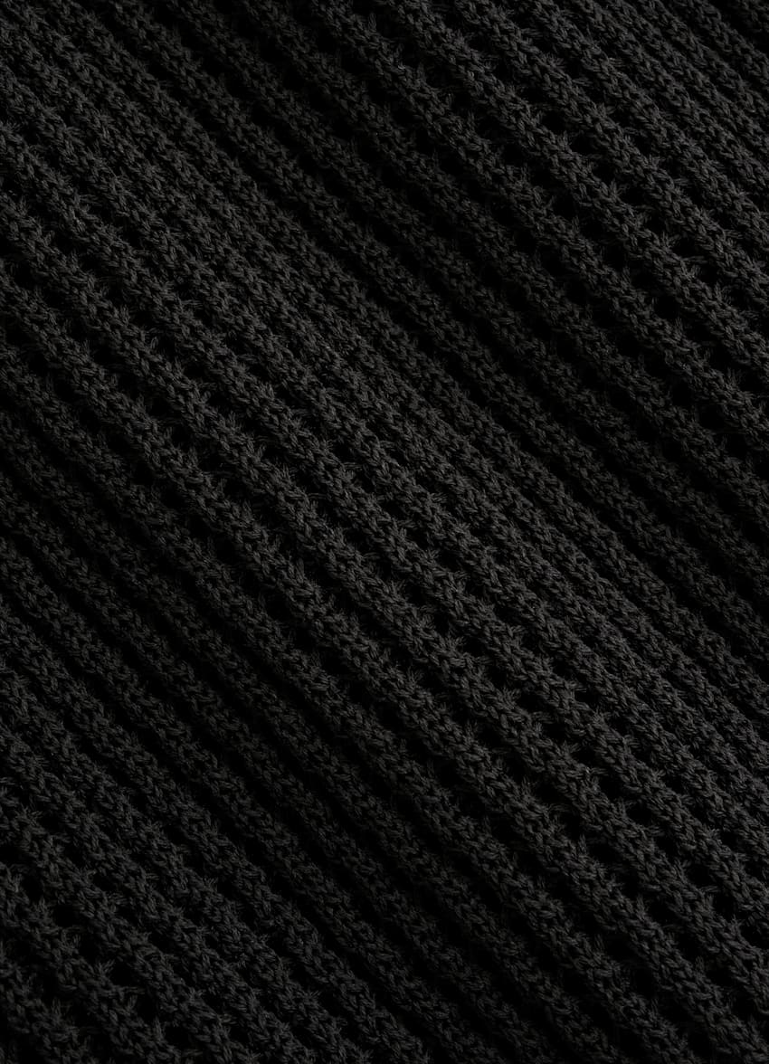 SUITSUPPLY Californian Cotton & Mulberry Silk Black Crochet Polo