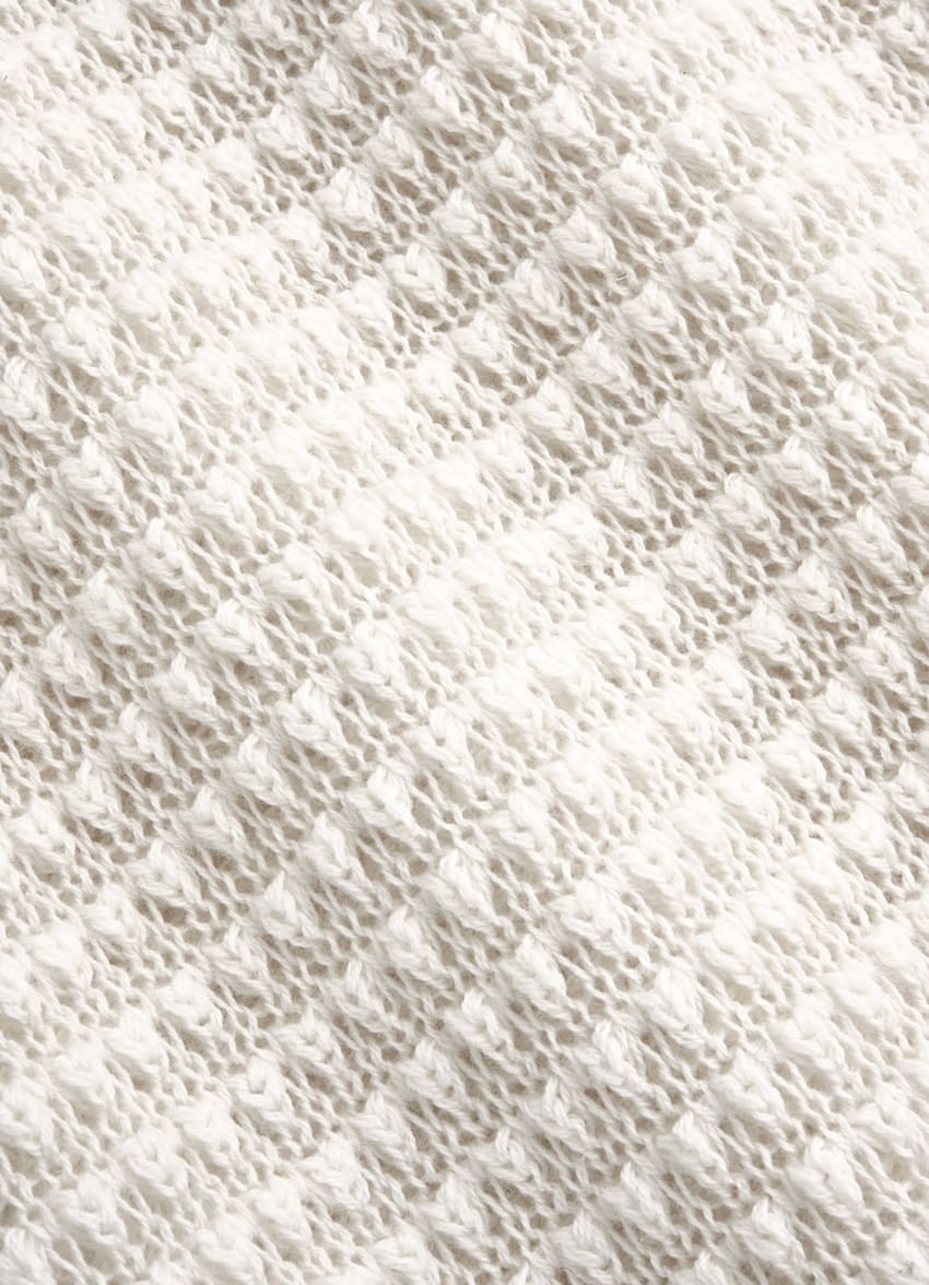 SUITSUPPLY Cotton Linen Silk Light Grey Crochet Polo