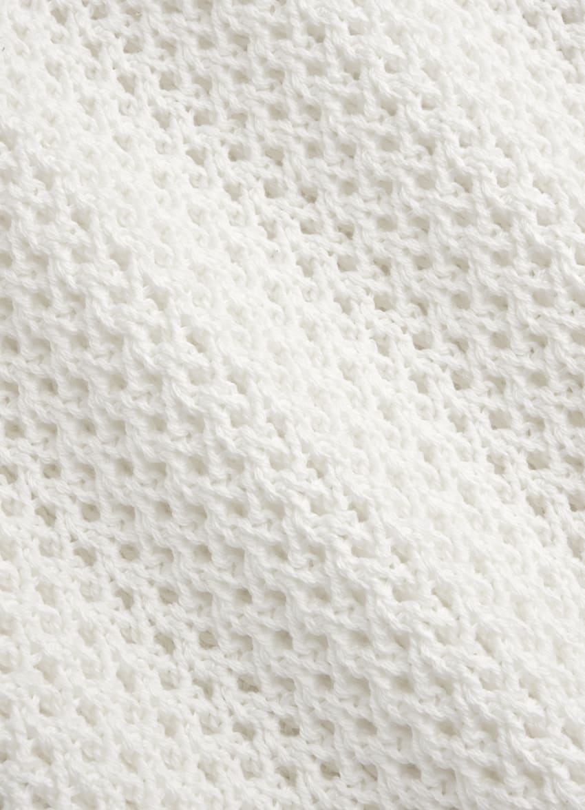 SUITSUPPLY Coton et soie Pull col V en crochet blanc cassé
