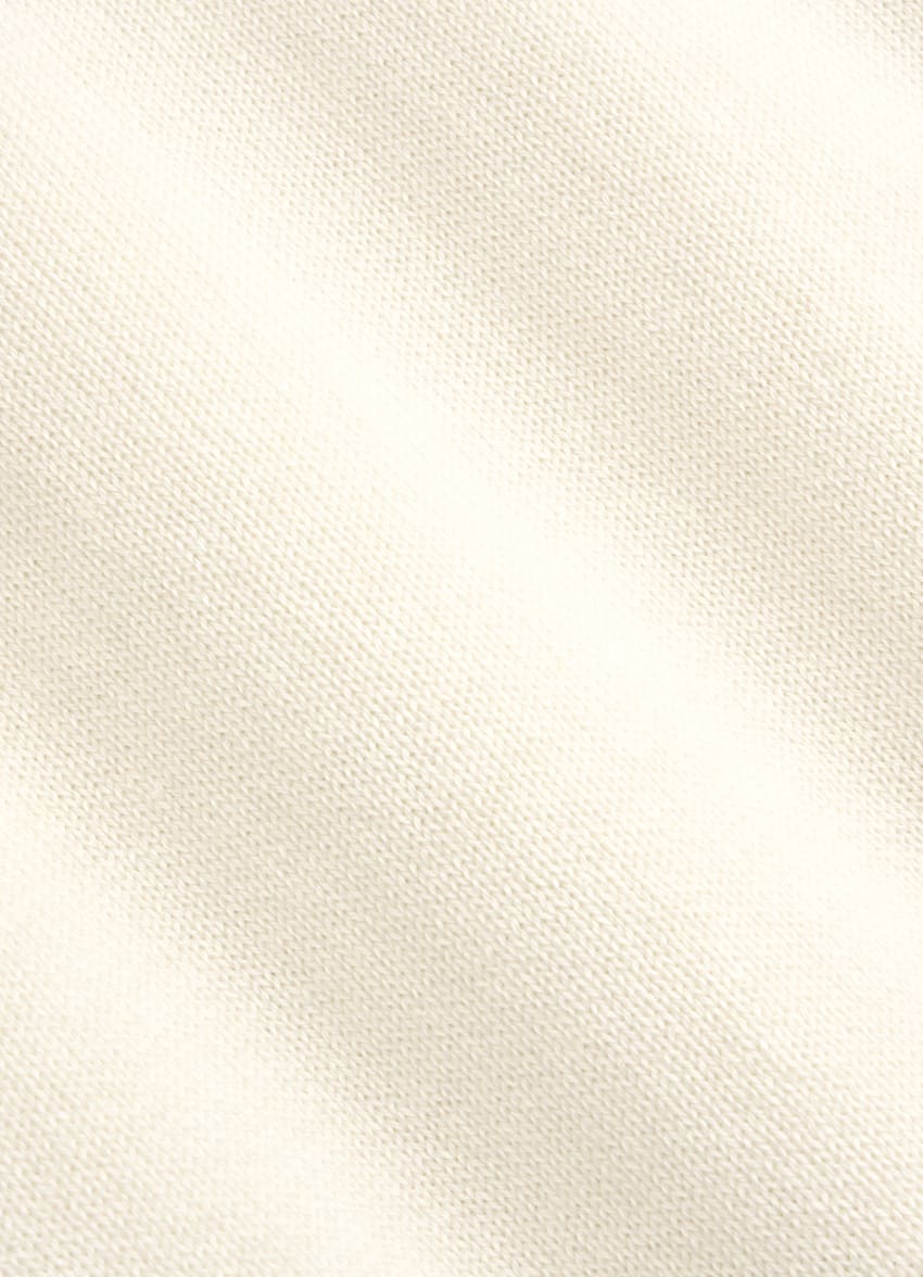 SUITSUPPLY Silk Wool Cashmere Off-White Zip Cardigan