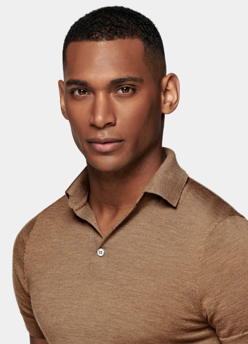 Brown Polo Shirt | Pure Merino Wool | SUITSUPPLY PL
