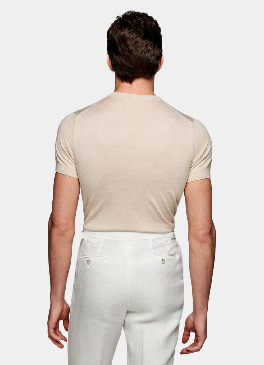 Suitsupply Light Brown Short Sleeve Crewneck