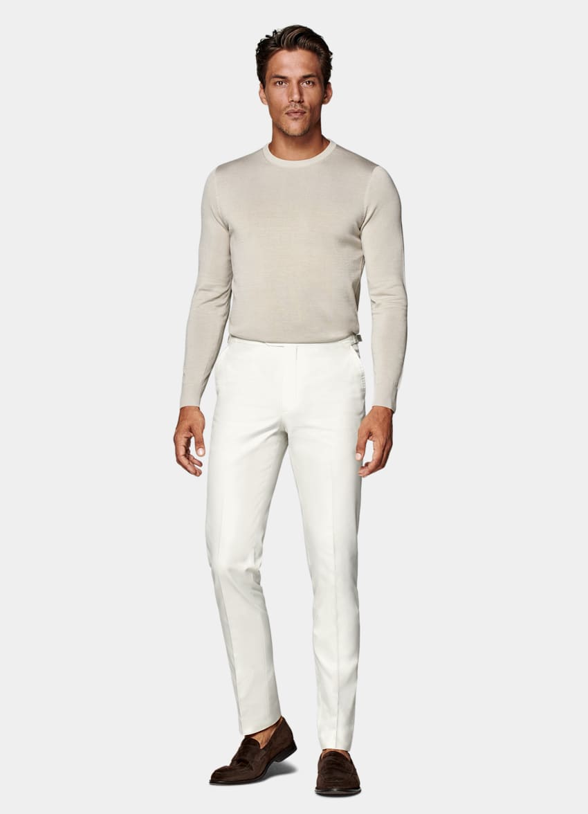 Sand Crewneck in Californian Cotton & Mulberry Silk | SUITSUPPLY The ...