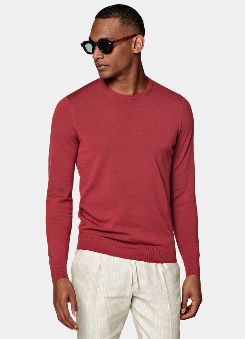 Pull col rond - rouge
