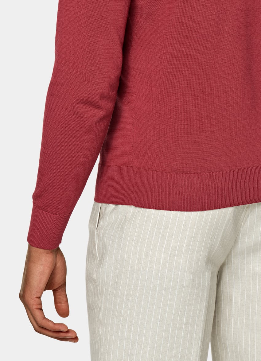 SUITSUPPLY Californian Cotton & Mulberry Silk Red Crewneck