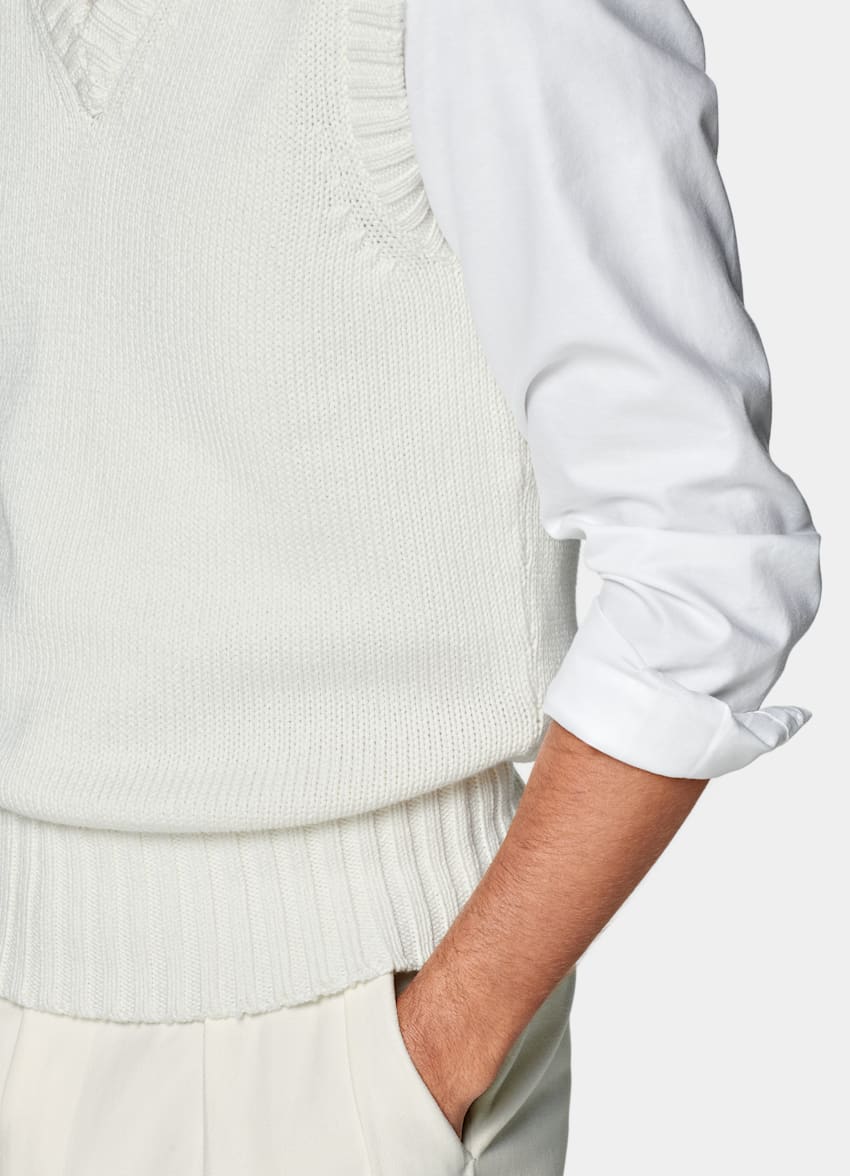 SUITSUPPLY Californian Cotton & Mulberry Silk Off-White Spencer