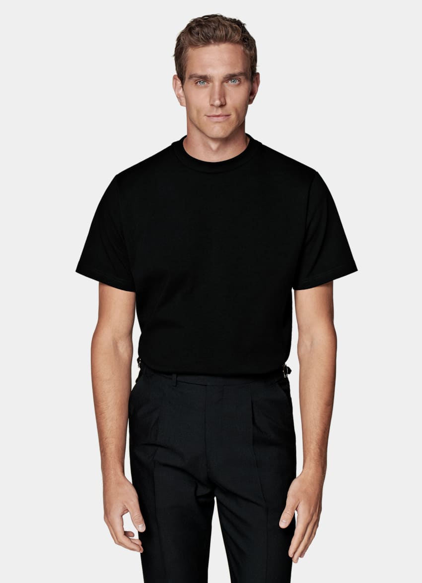 SUITSUPPLY Pure Cotton Black Crewneck T-Shirt