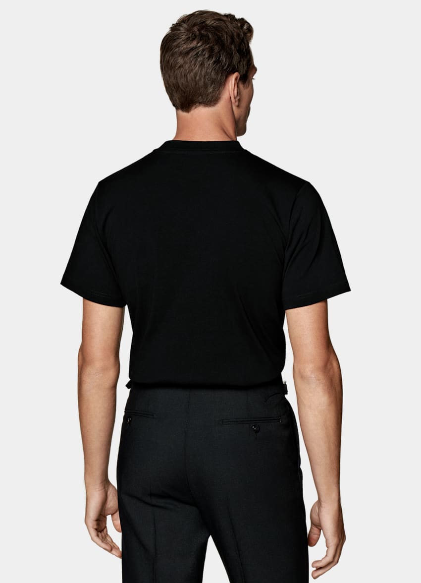 SUITSUPPLY Reine Baumwolle T-Shirt Rundhals schwarz