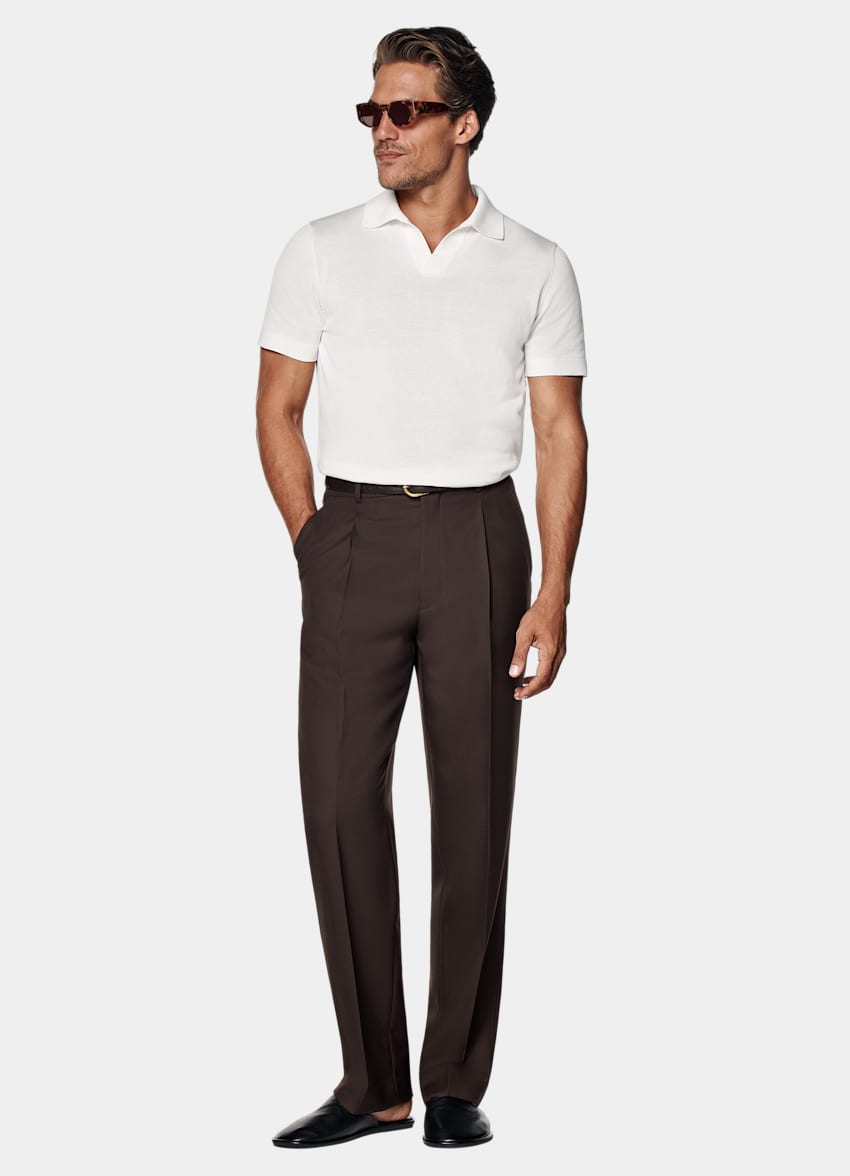 SUITSUPPLY Californian Cotton & Mulberry Silk Off-White Buttonless Polo
