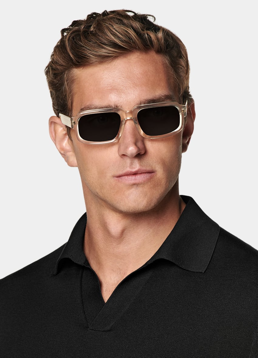 SUITSUPPLY Californian Cotton & Mulberry Silk Black Buttonless Polo