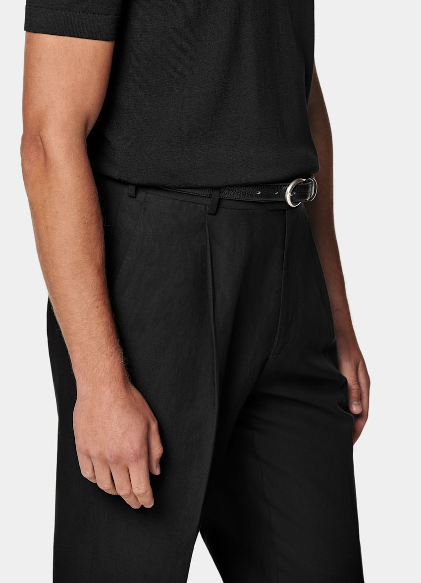 SUITSUPPLY Californian Cotton & Mulberry Silk Black Buttonless Polo