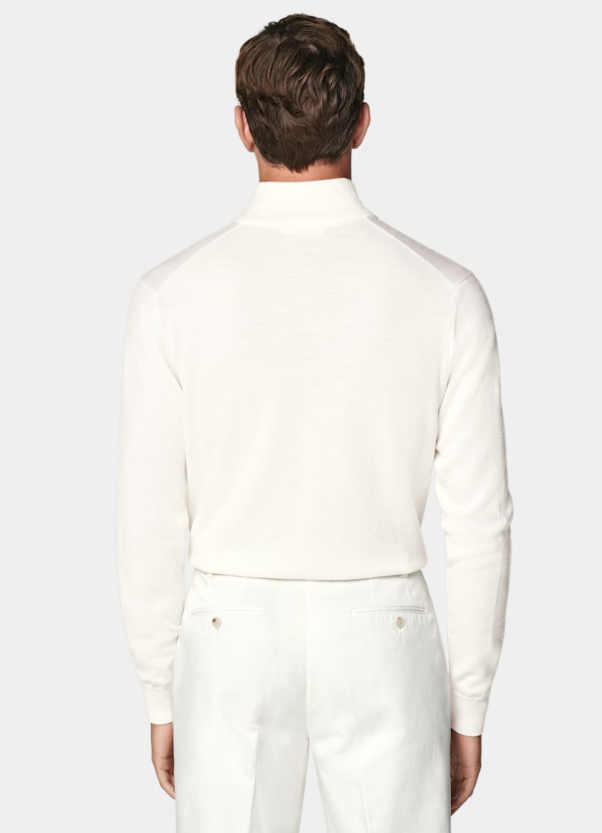 SUITSUPPLY Pure Wool Off-White Merino Half Zip