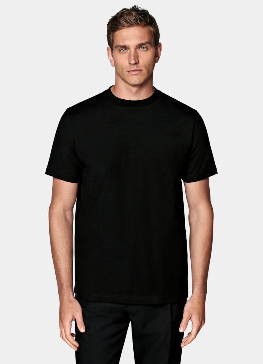 SUITSUPPLY Pure Cotton Black Crewneck T-Shirt