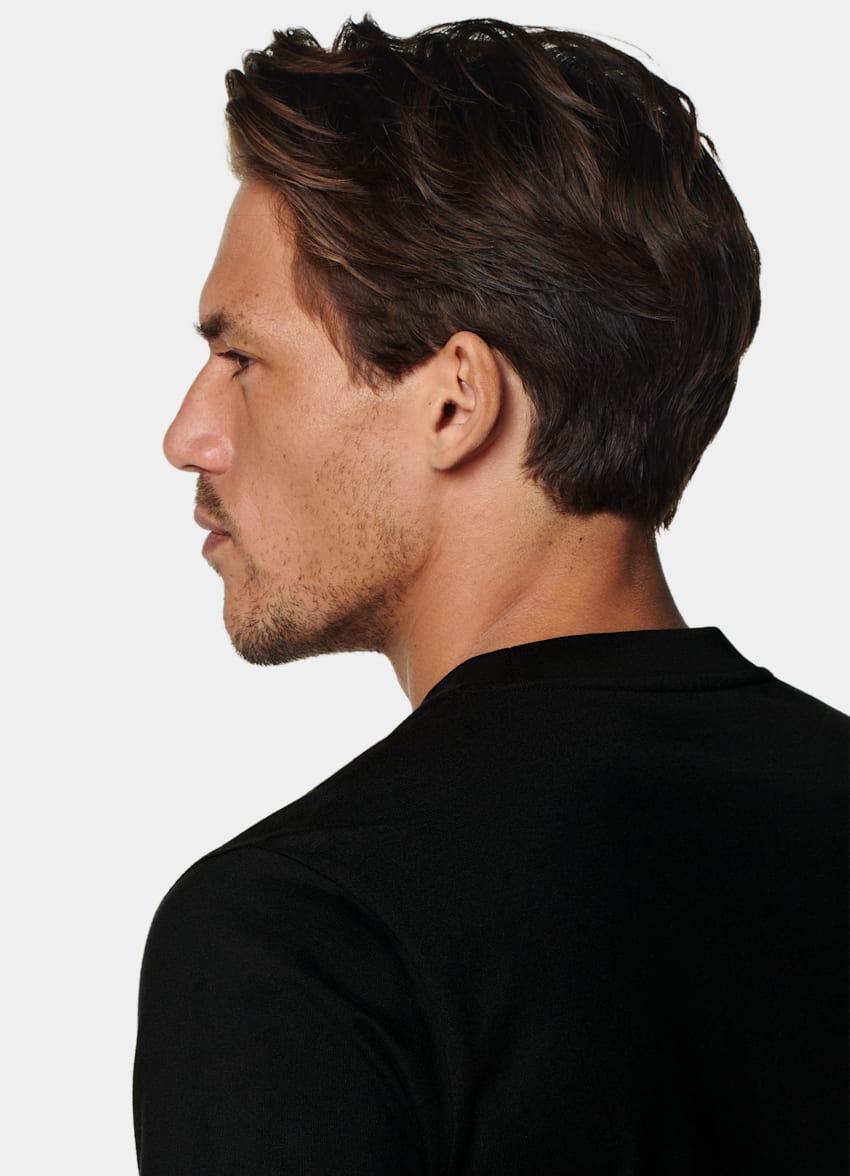 SUITSUPPLY Pure Cotton Black Crewneck T-Shirt