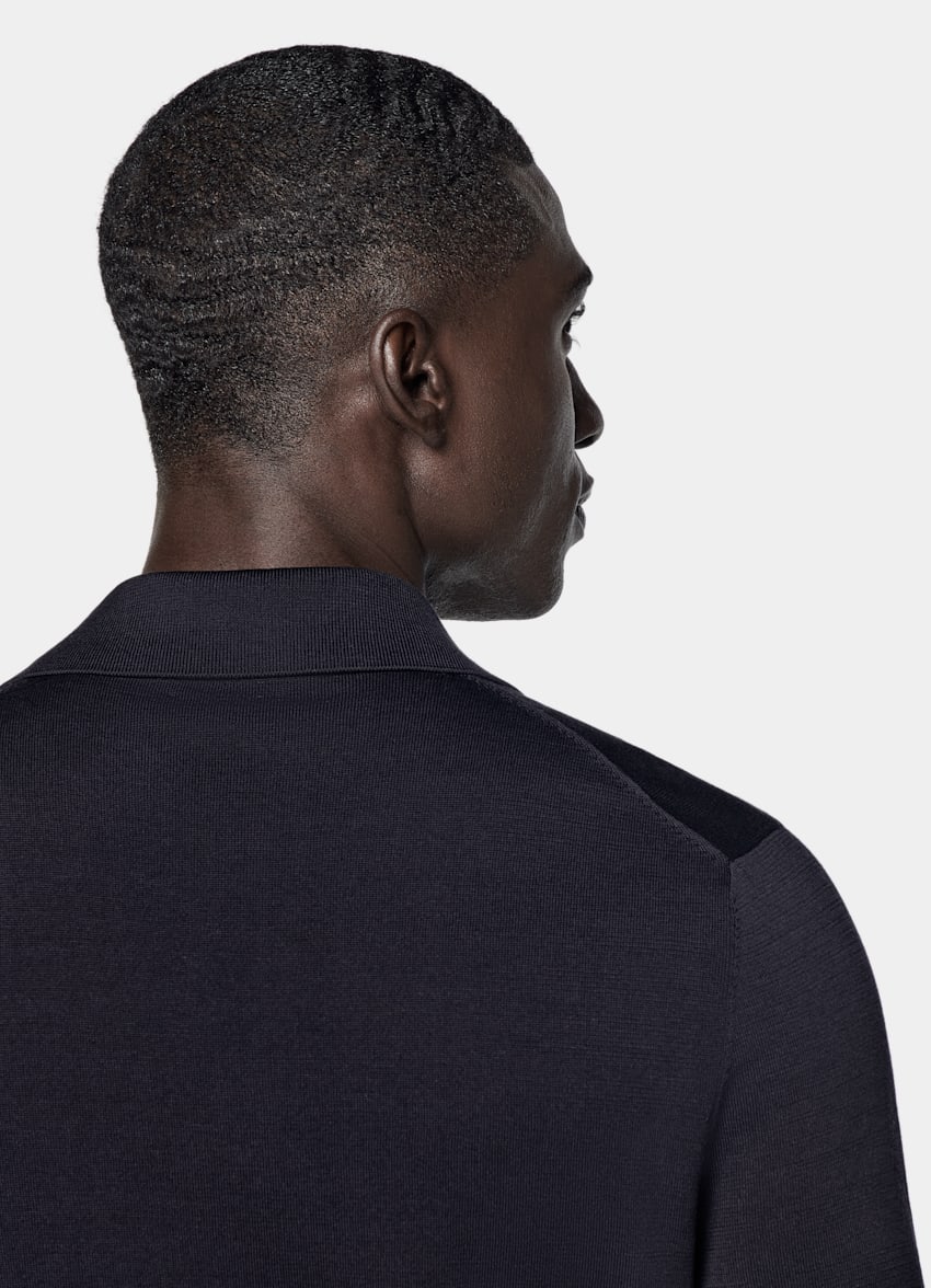SUITSUPPLY Californian Cotton & Mulberry Silk Navy Polo