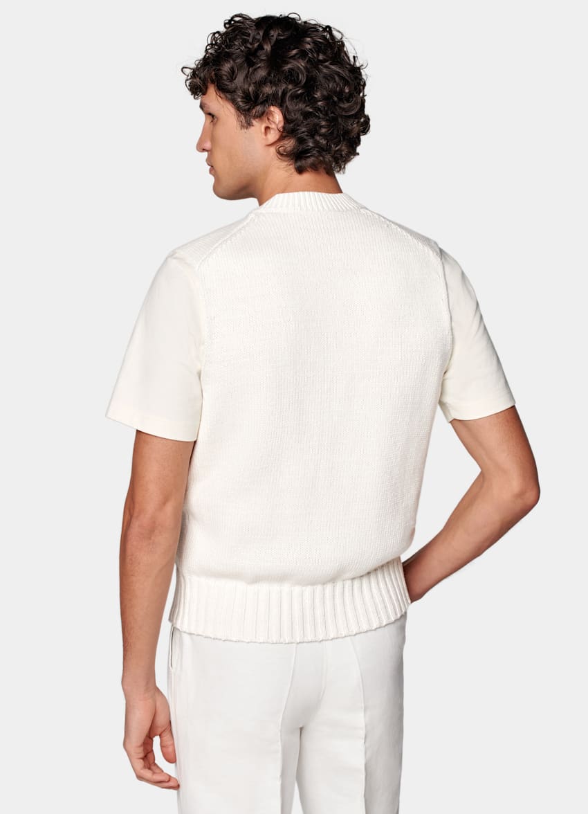SUITSUPPLY 棉，欧洲亚麻，桑蚕丝 米白色无袖开襟衫