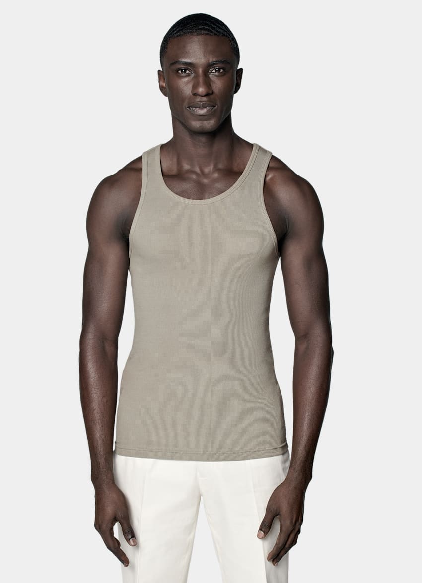 SUITSUPPLY Pure Cotton Light Green Tank Top