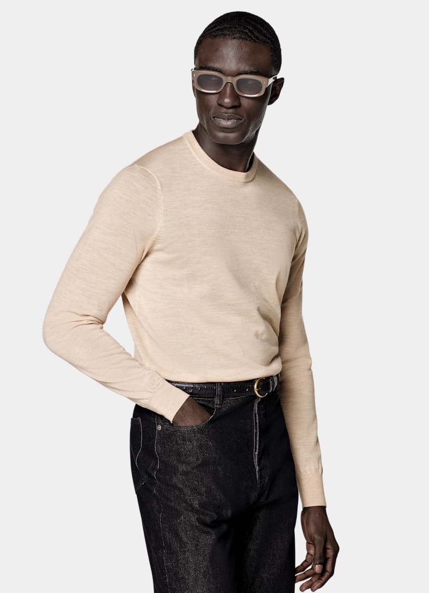 SUITSUPPLY Pure Wool Sand Merino Crewneck