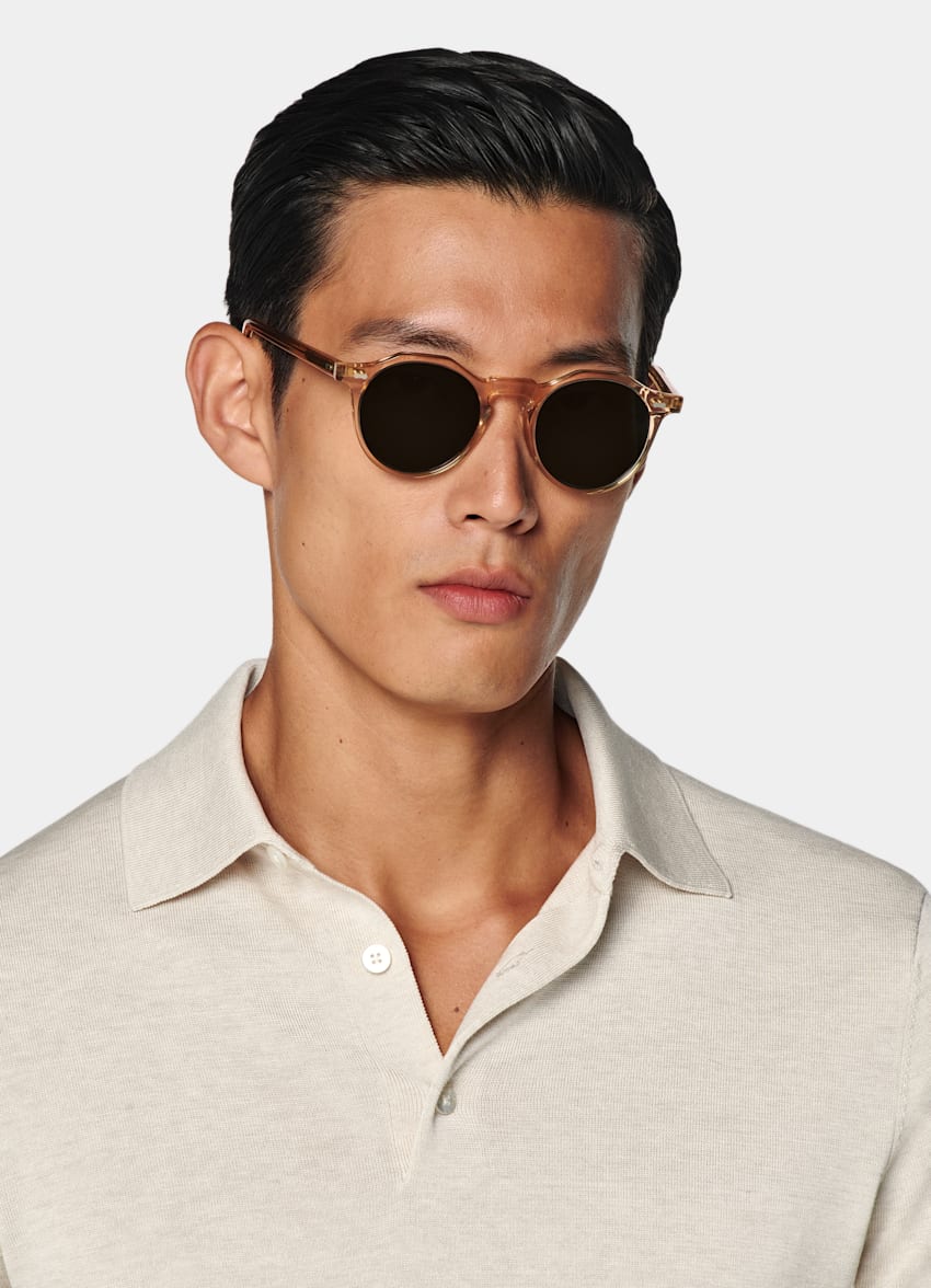 SUITSUPPLY Californian Cotton & Mulberry Silk Sand Polo