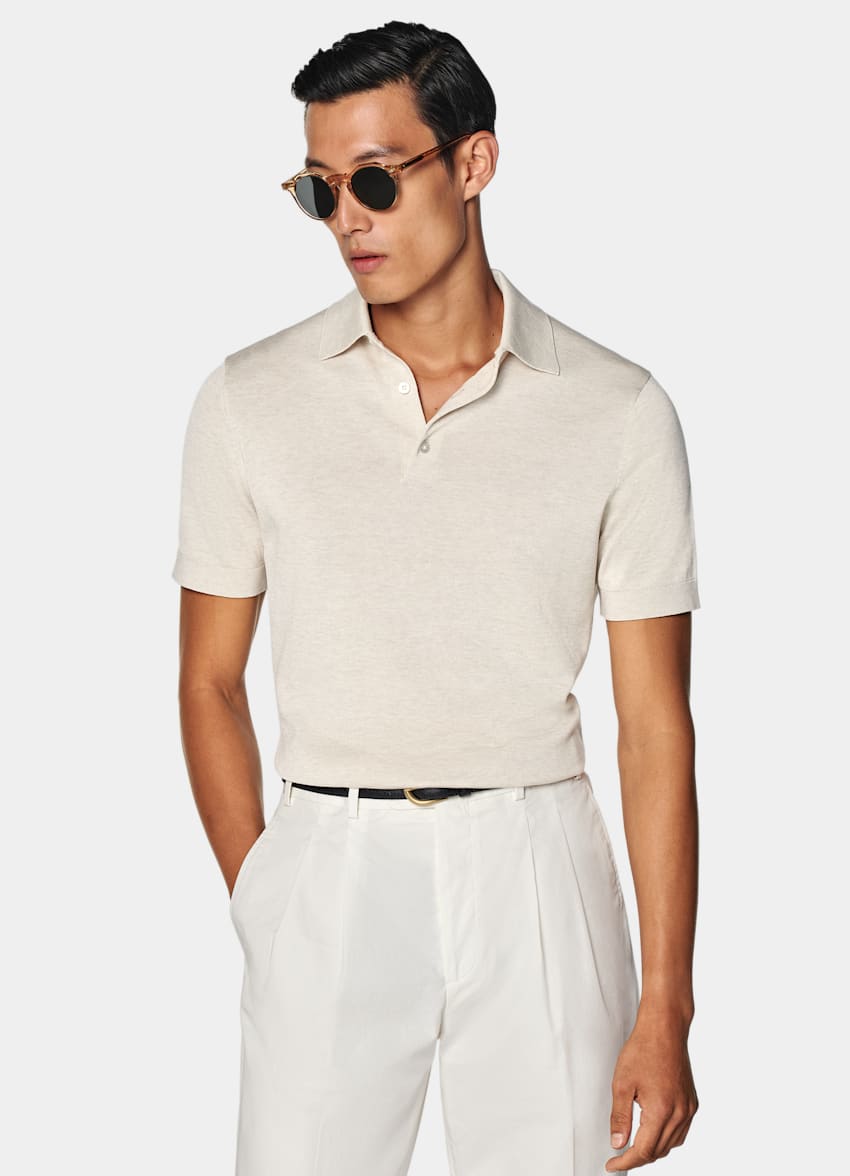 SUITSUPPLY Californian Cotton & Mulberry Silk Sand Polo