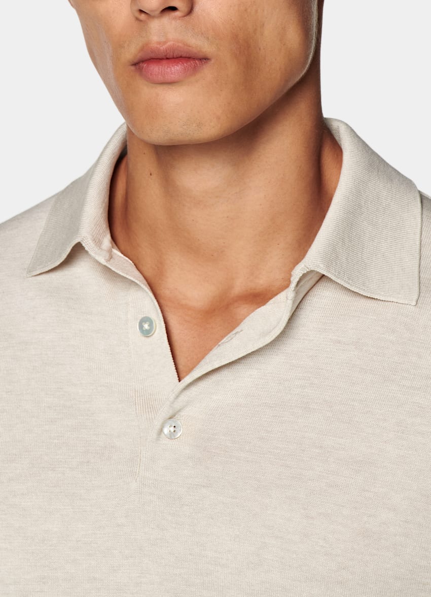 SUITSUPPLY Californian Cotton & Mulberry Silk Sand Polo