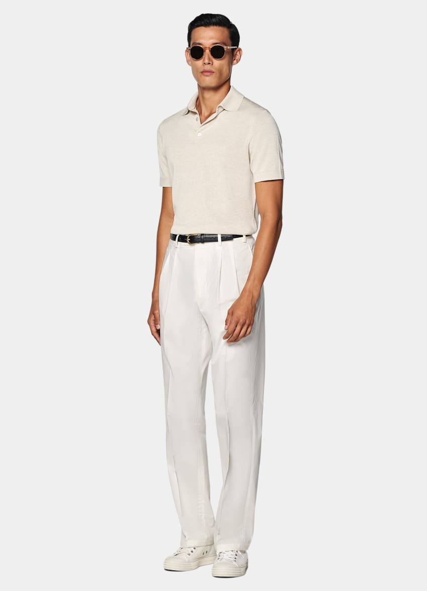SUITSUPPLY Californian Cotton & Mulberry Silk Sand Polo