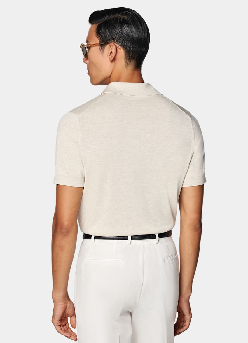 SUITSUPPLY Californian Cotton & Mulberry Silk Sand Polo