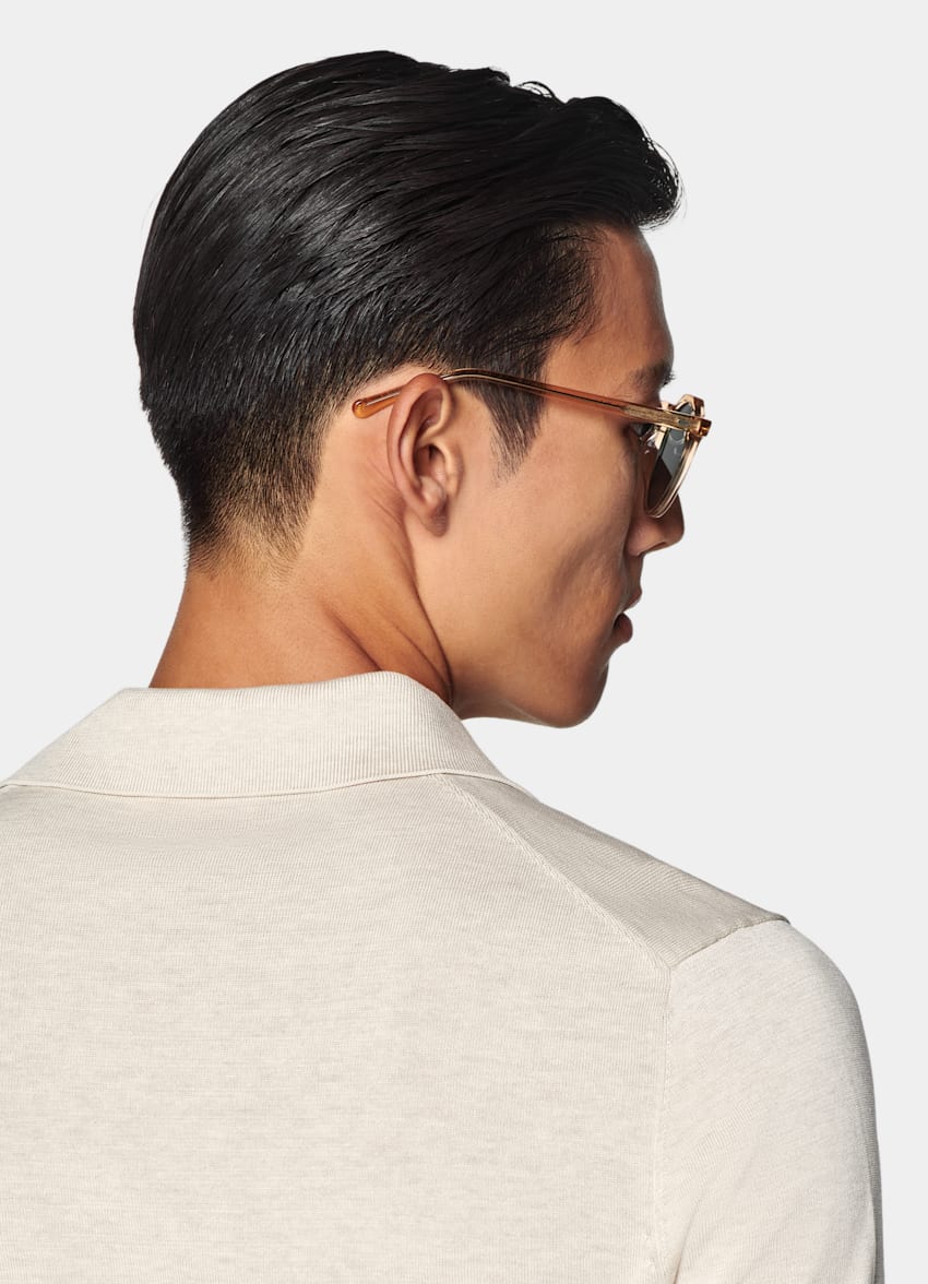 SUITSUPPLY Californian Cotton & Mulberry Silk Sand Polo